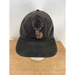 Duck Camp Waxed Cotton Snapback Hat Brown Embroidered Deer Stag Hunting Cap